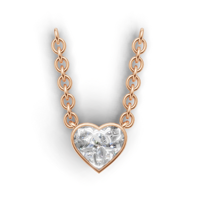 Pendant Heart Bezel K18 Pink Gold 1ct