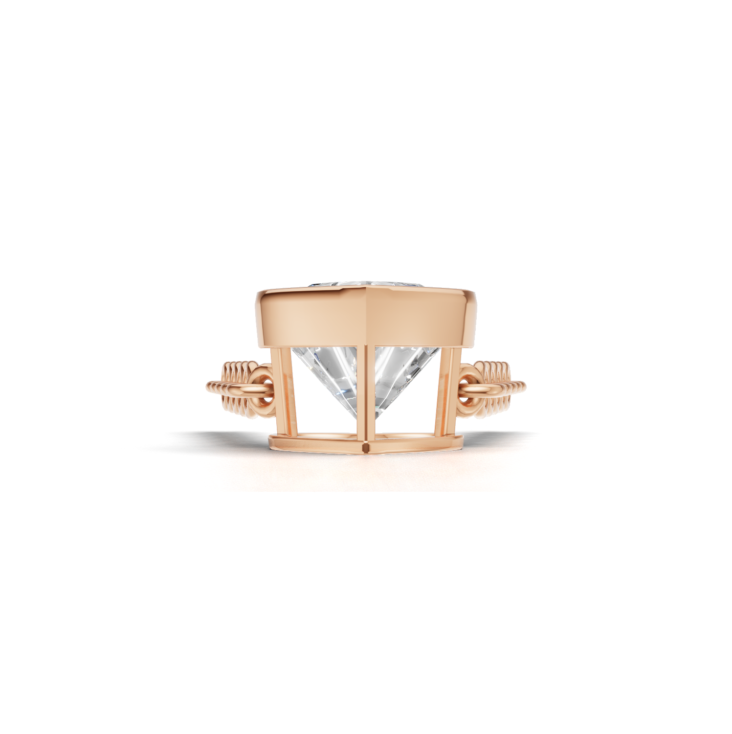 Pendant Heart Bezel K18 Pink Gold 1ct