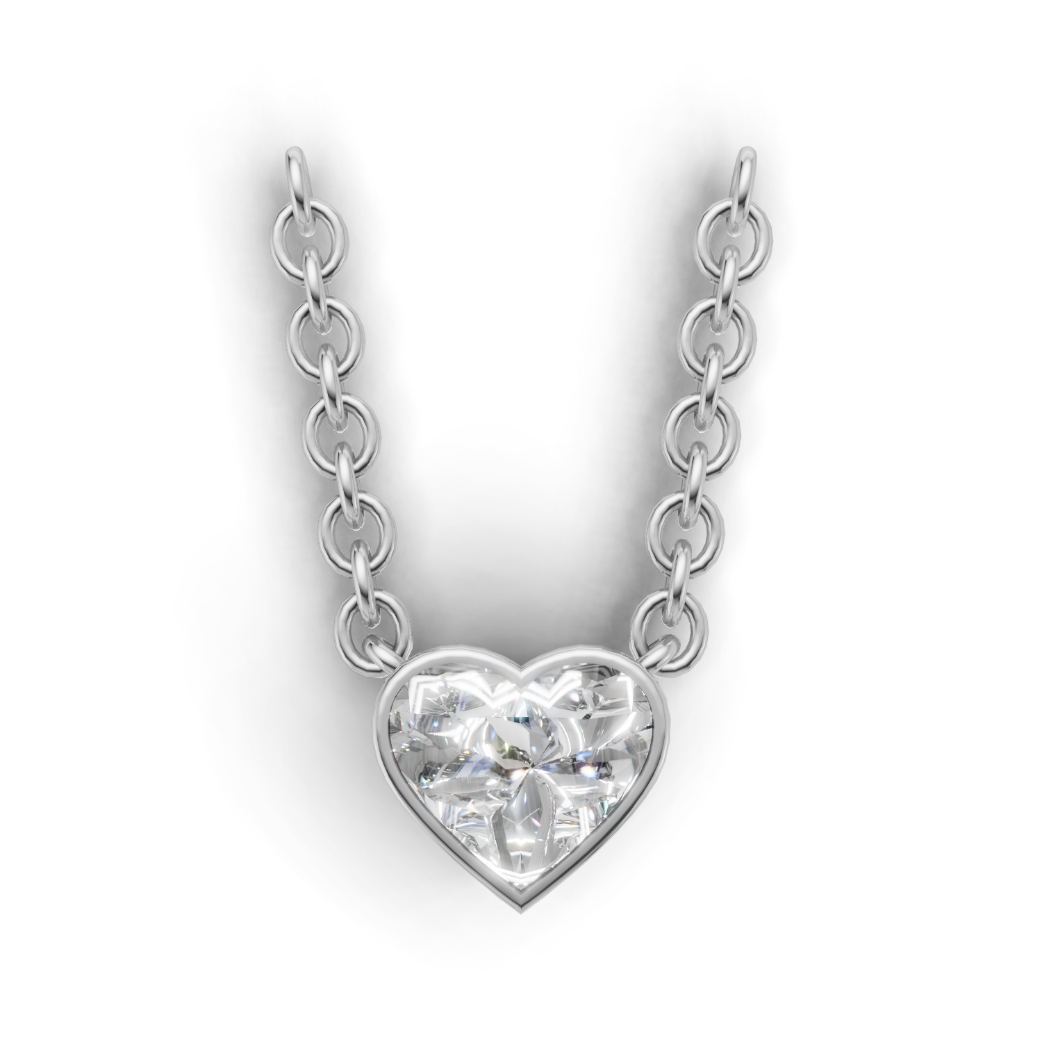 Pendant Heart Bezel 18k White Gold 1ct