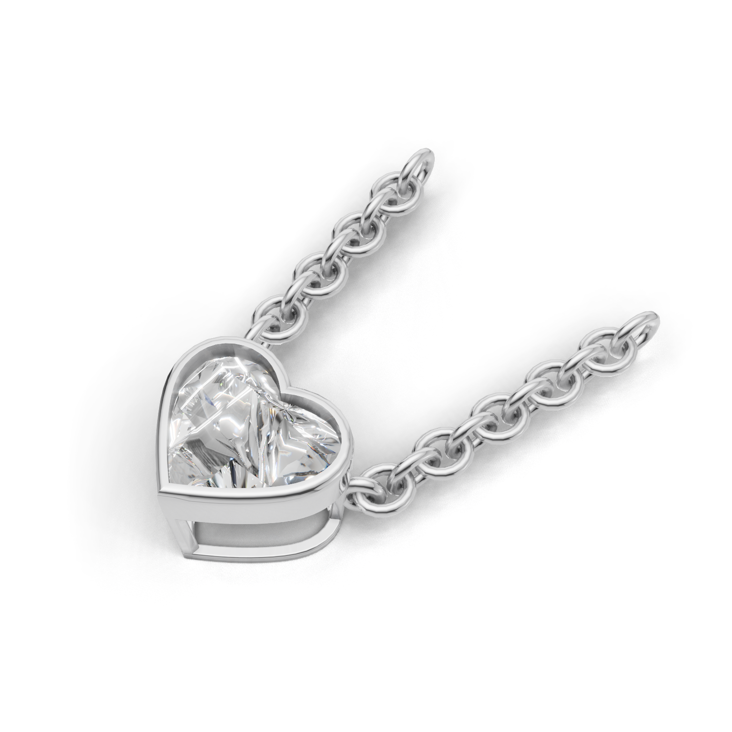 Pendant Heart Bezel 18k White Gold 1ct