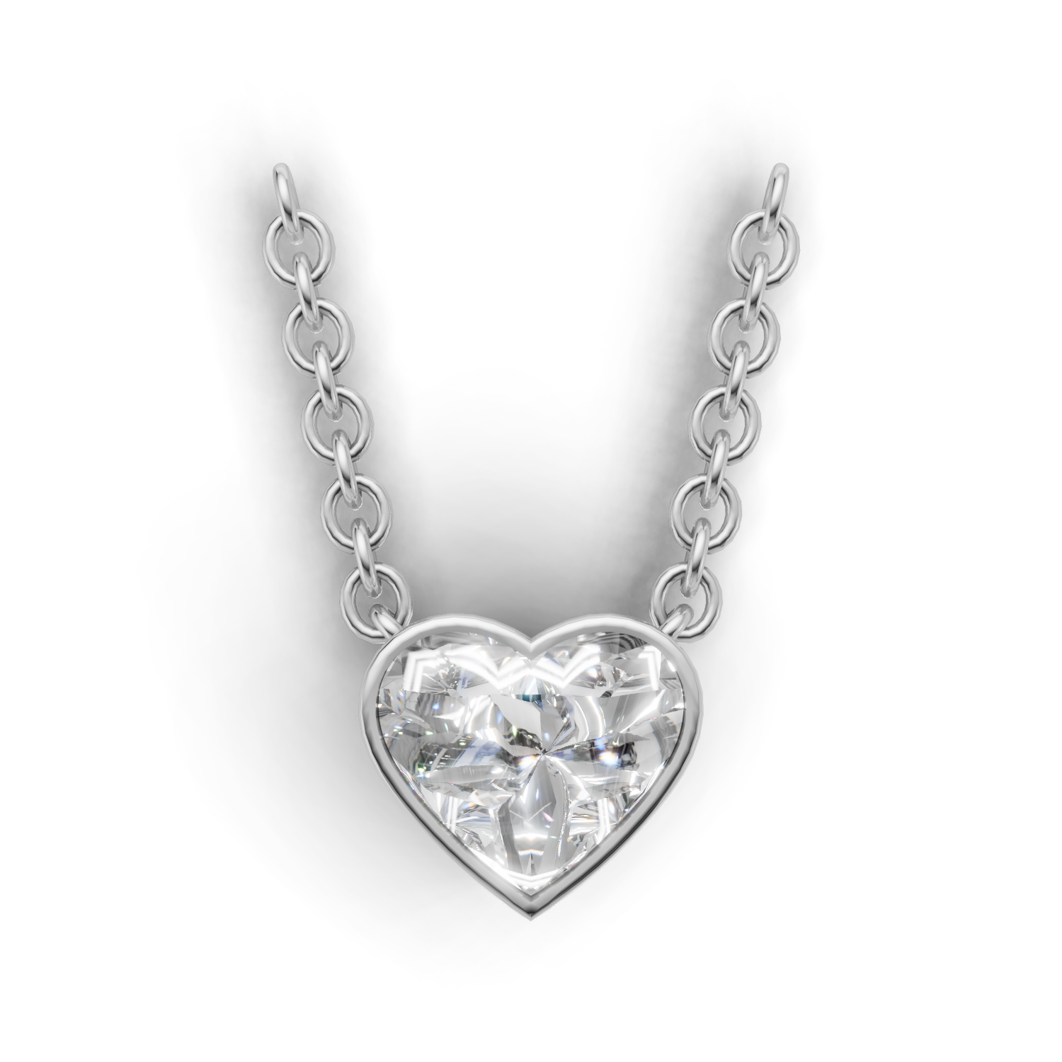 Pendant Heart Bezel 18k White Gold 2ct