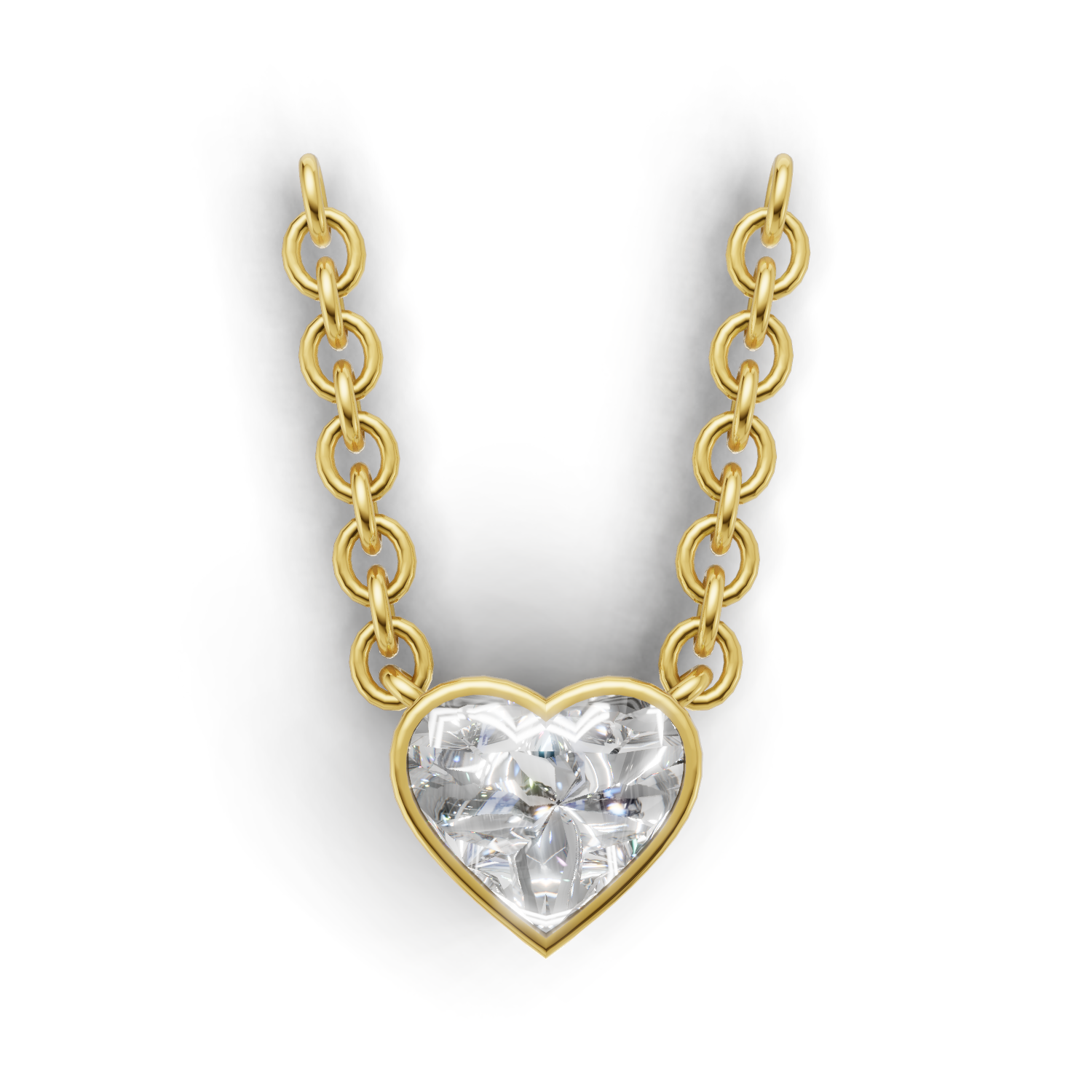 Pendant Heart Bezel 18k Yellow Gold 1ct