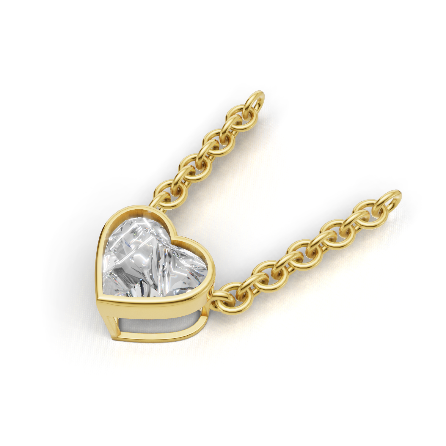 Pendant Heart Bezel 18k Yellow Gold 1ct