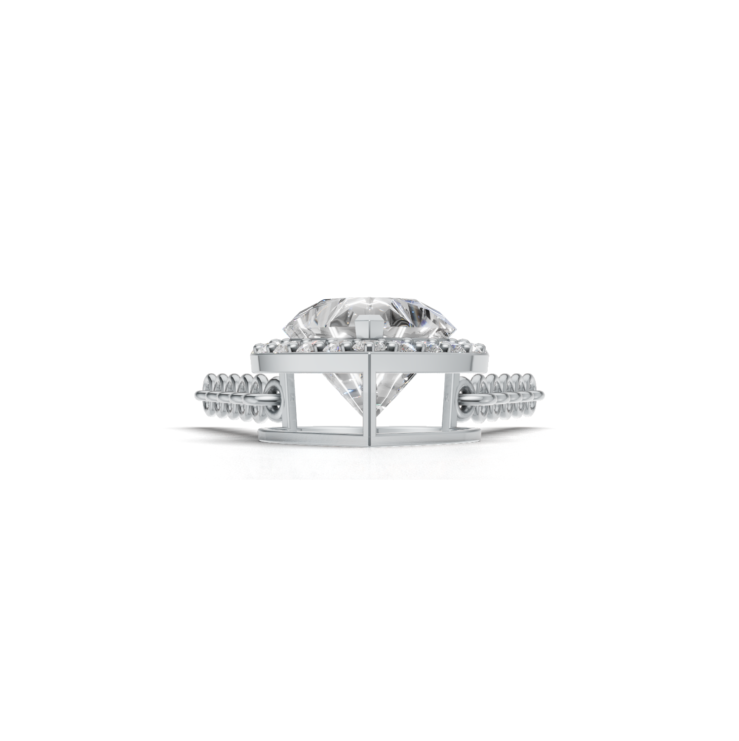 Pendant Heart Halo K14 White Gold 1ct