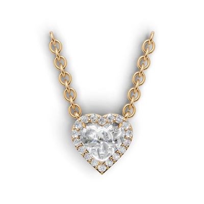 Pendant Heart Halo K14 Yellow Gold 1ct