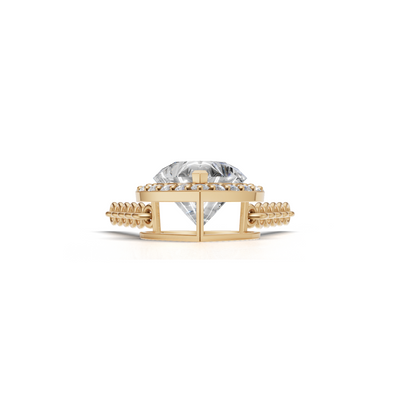 Pendant Heart Halo K14 Yellow Gold 1ct