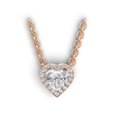 Pendant Heart Halo K18 Pink Gold 1ct