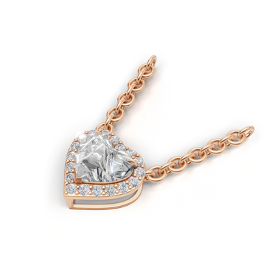 Pendant Heart Halo K18 Pink Gold 1ct