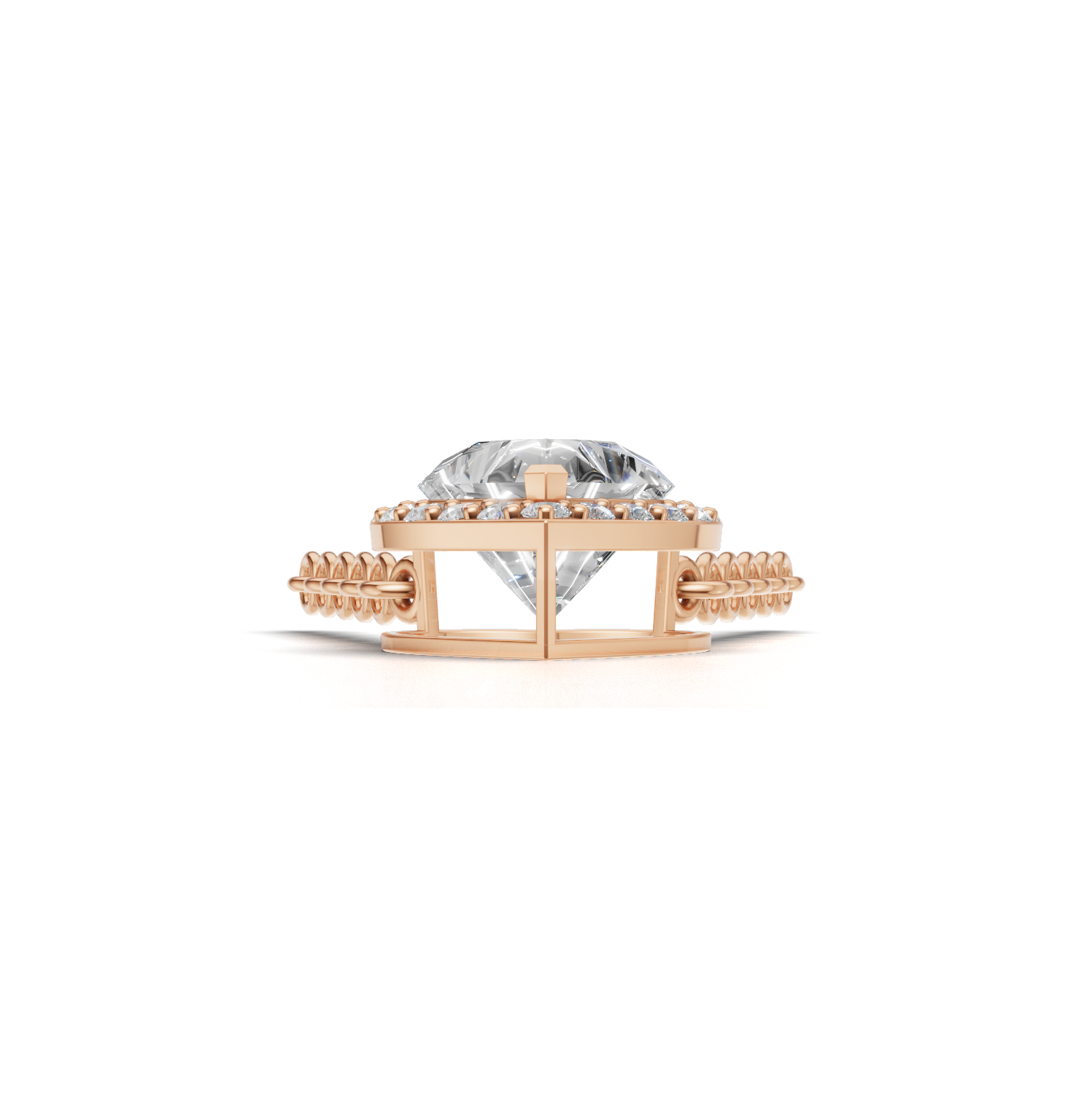 Pendant Heart Halo K18 Pink Gold 1ct