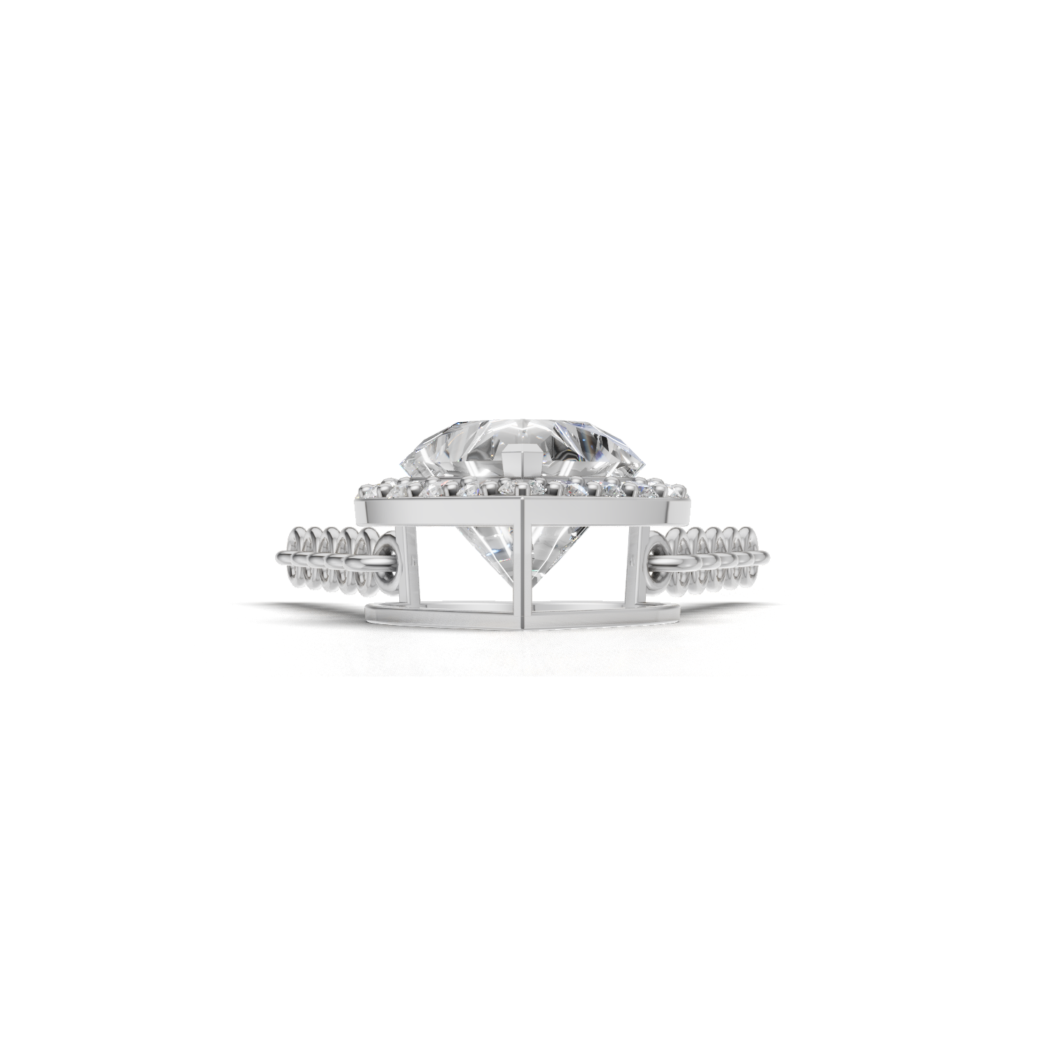 Pendant Heart Halo 18k White Gold 1ct