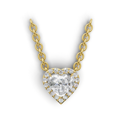 Pendant Heart Halo 18k Yellow Gold 1ct