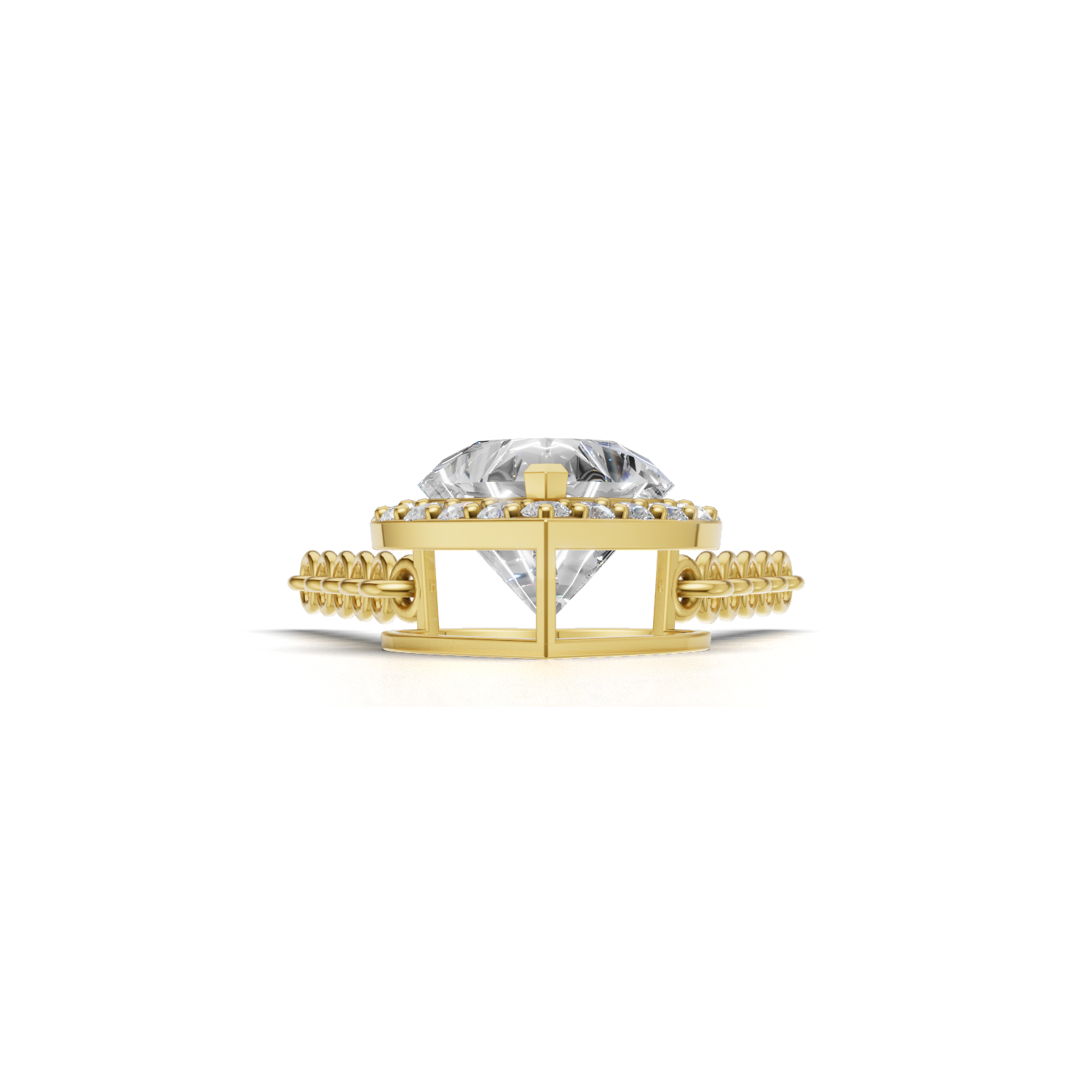 Pendant Heart Halo 18k Yellow Gold 1ct