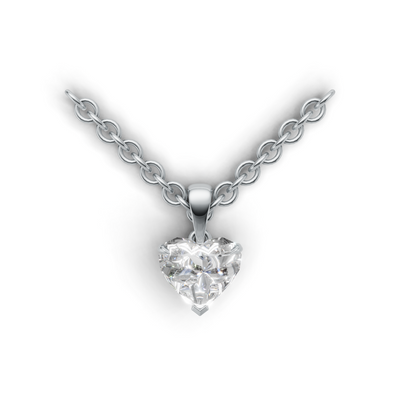 Pendant Heart Solitaire K14 White Gold 1ct