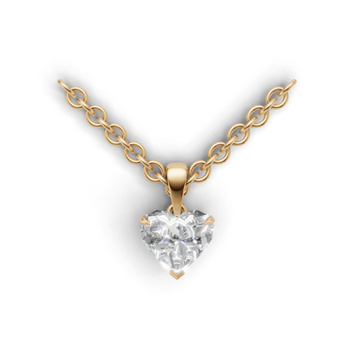 Pendant Heart Solitaire K14 Yellow Gold 1ct
