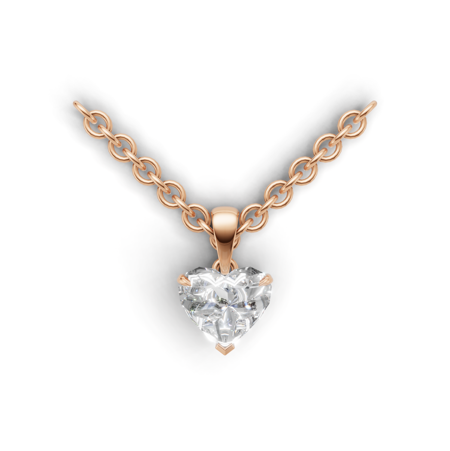 Pendant Heart Solitaire K18 Pink Gold 1ct
