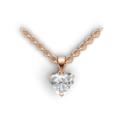 Pendant Heart Solitaire K18 Pink Gold 1ct