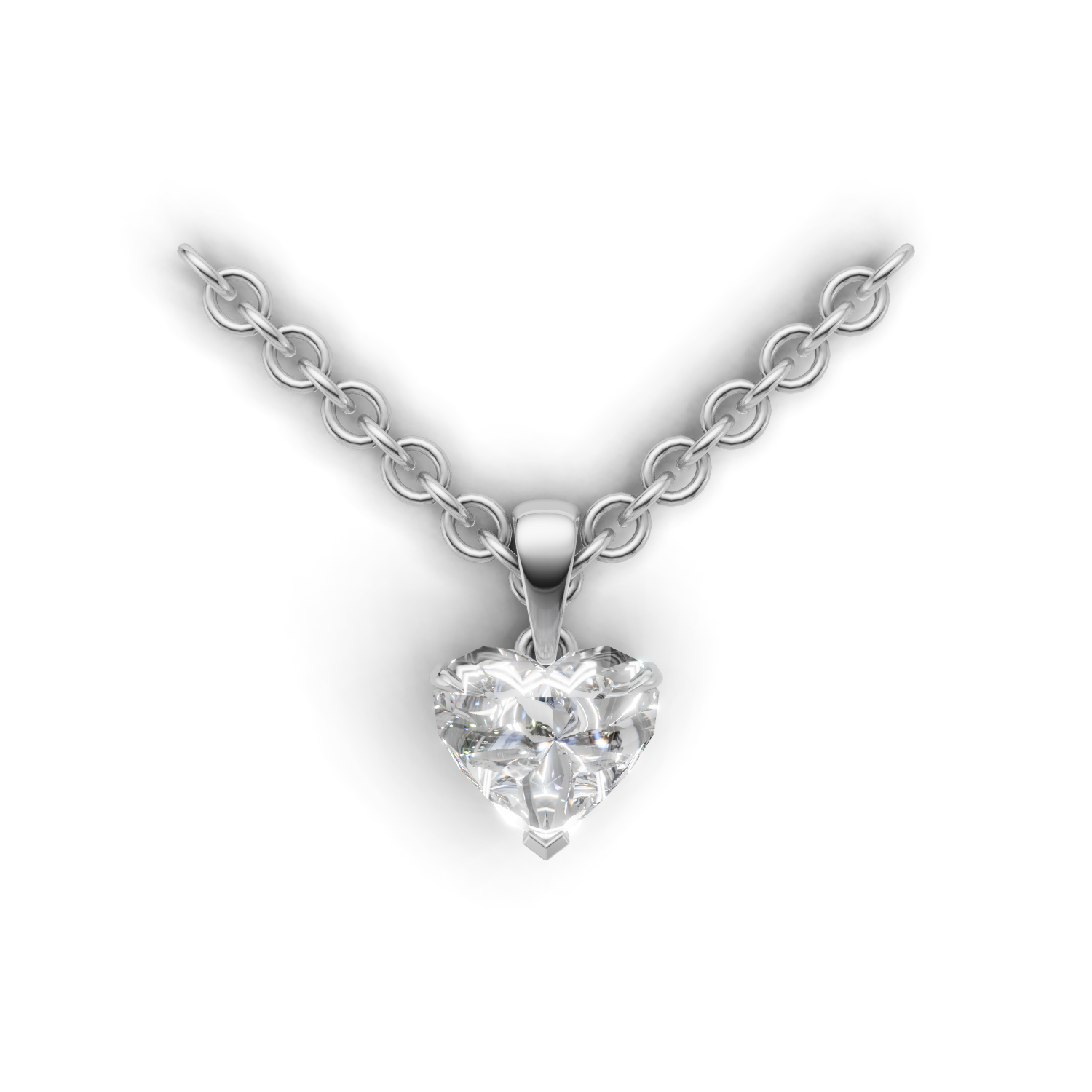 Pendant Heart Solitaire 18k White Gold 1ct