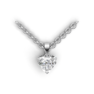 Pendant Heart Solitaire 18k White Gold 1ct