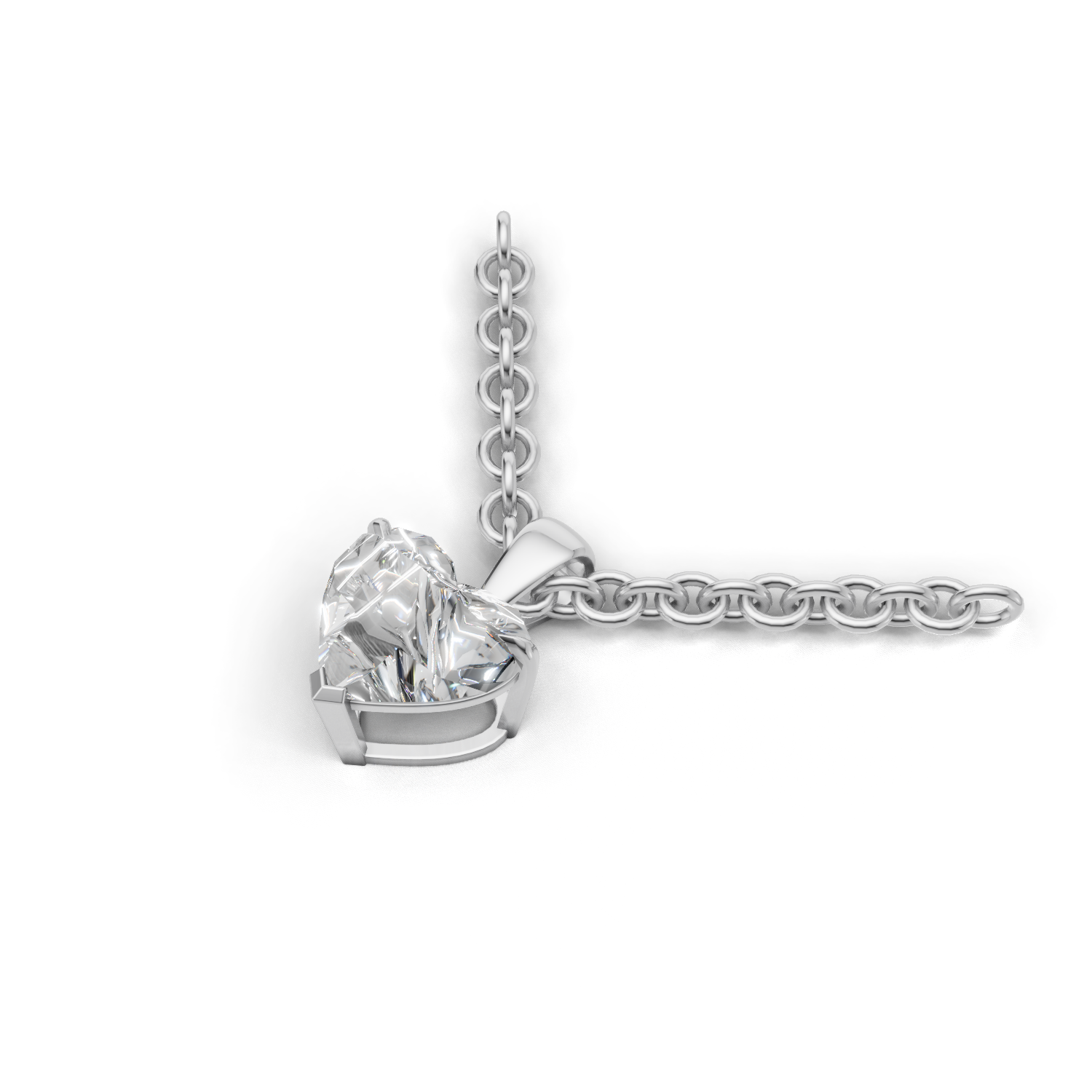 Pendant Heart Solitaire 18k White Gold 1ct