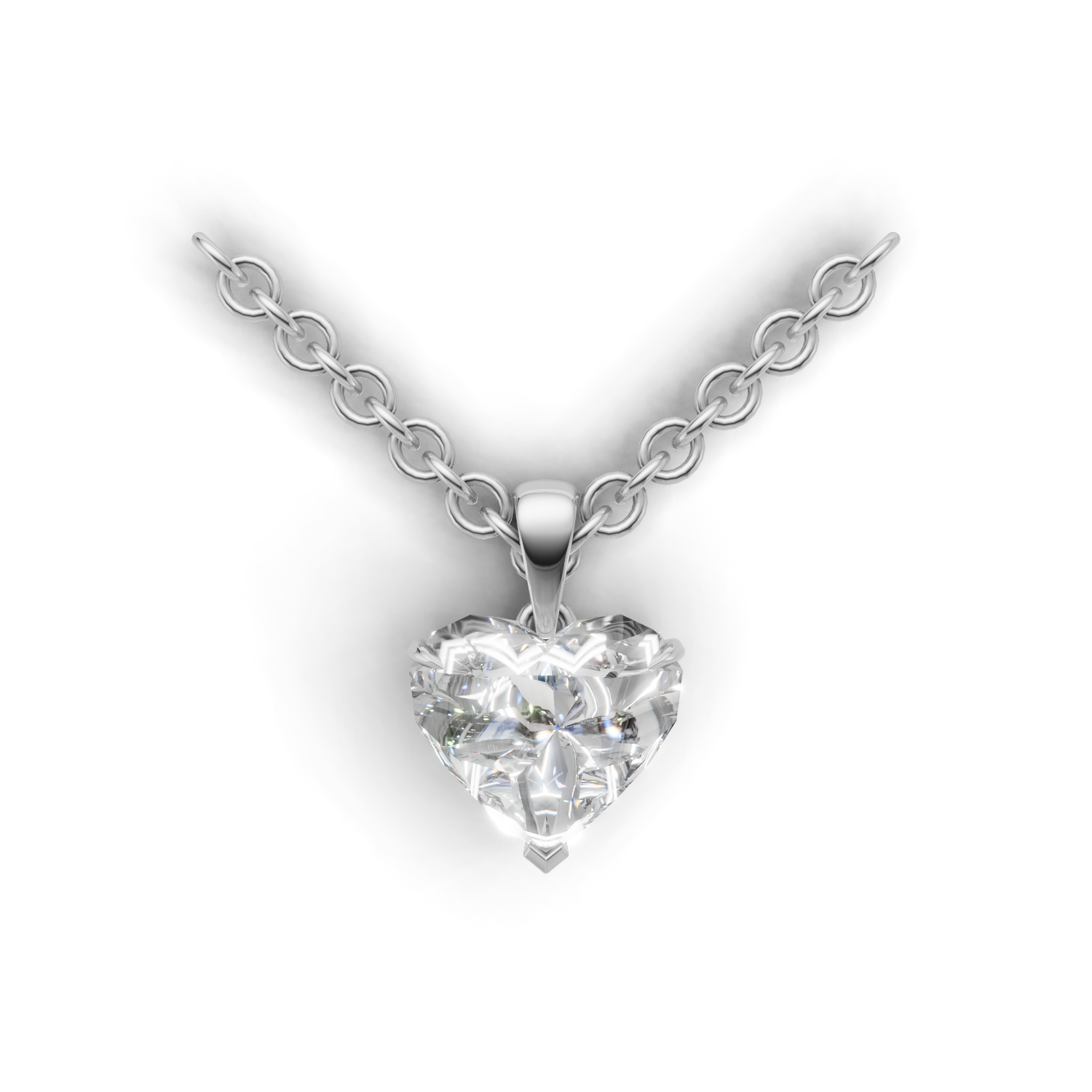 Pendant Heart Solitaire 18k White Gold 2ct