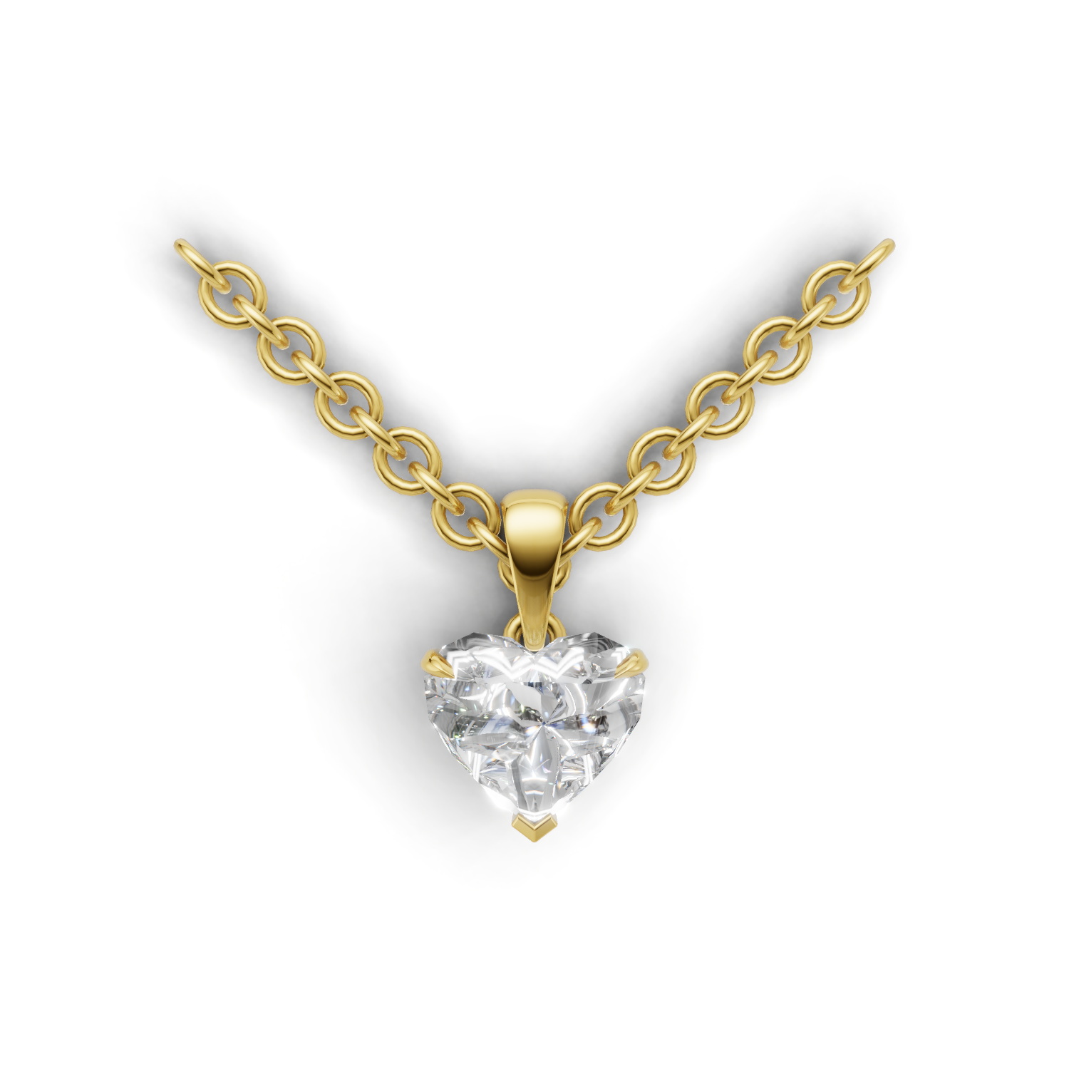 Pendant Heart Solitaire 18k Yellow Gold 1ct