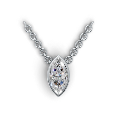 Pendant Marquise Bezel K14 White Gold 1ct