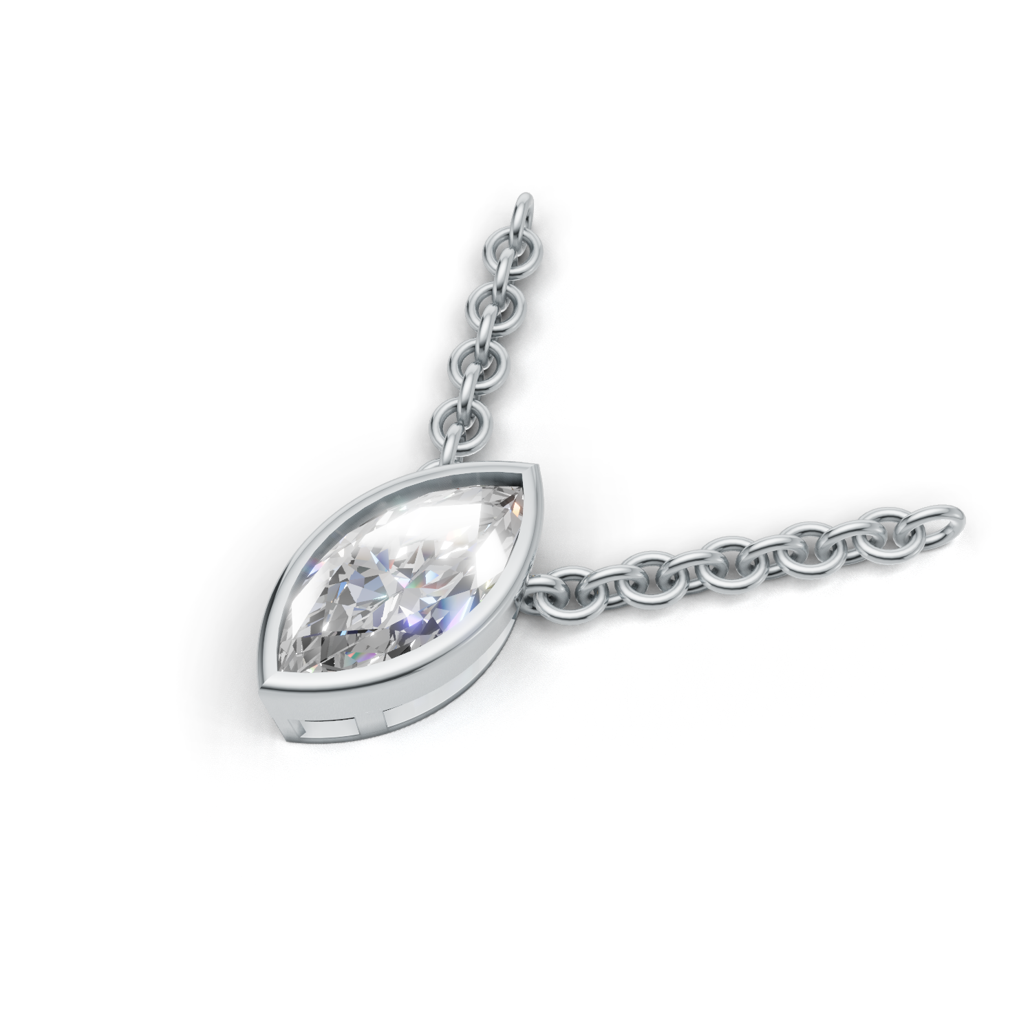 Pendant Marquise Bezel K14 White Gold 1ct