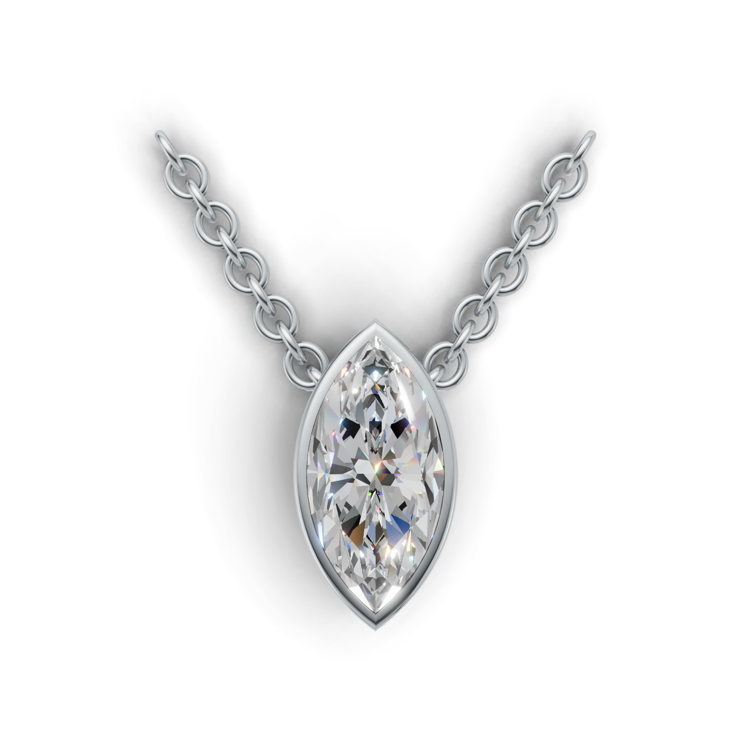 Pendant Marquise Bezel K14 White Gold 2ct