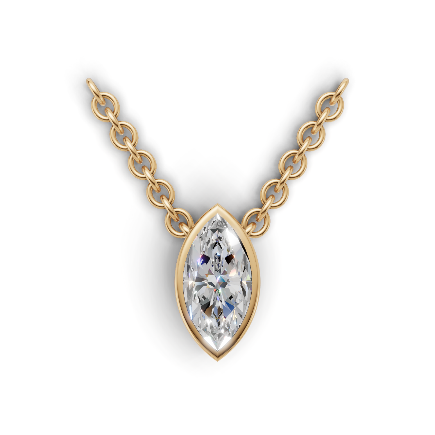 Pendant Marquise Bezel K14 Yellow Gold 1ct