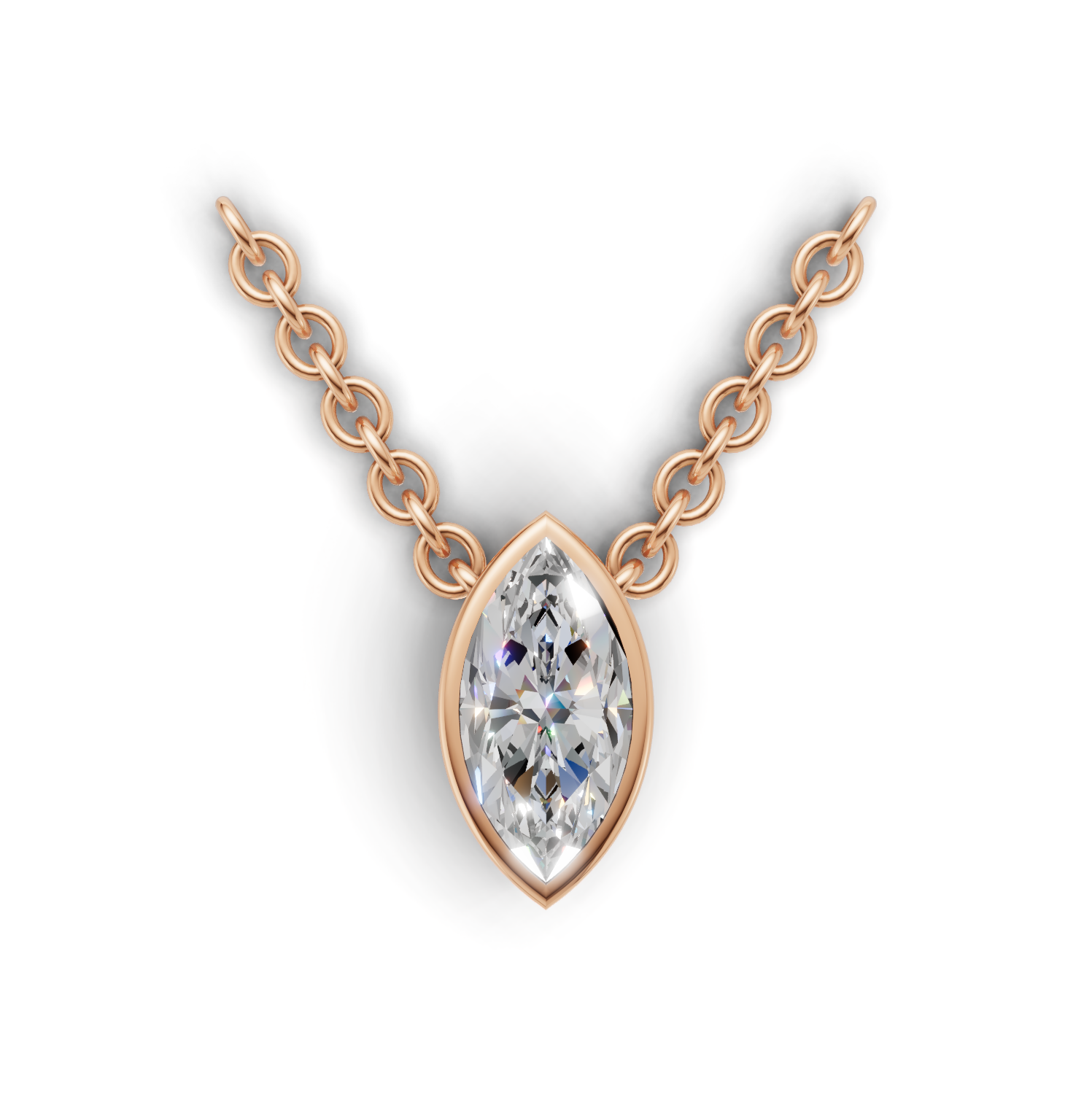 Pendant Marquise Bezel K18 Pink Gold 1ct