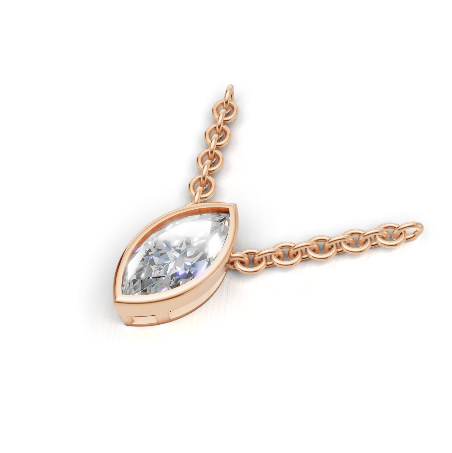 Pendant Marquise Bezel K18 Pink Gold 1ct