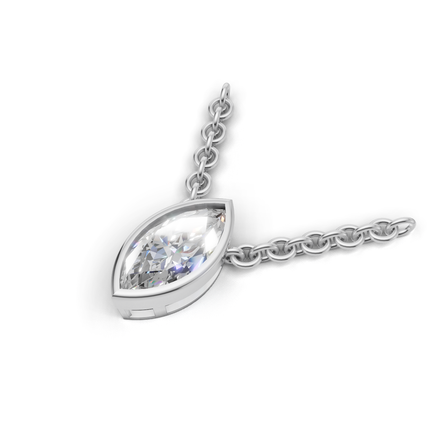 Pendant Marquise Bezel 18k White Gold 1ct