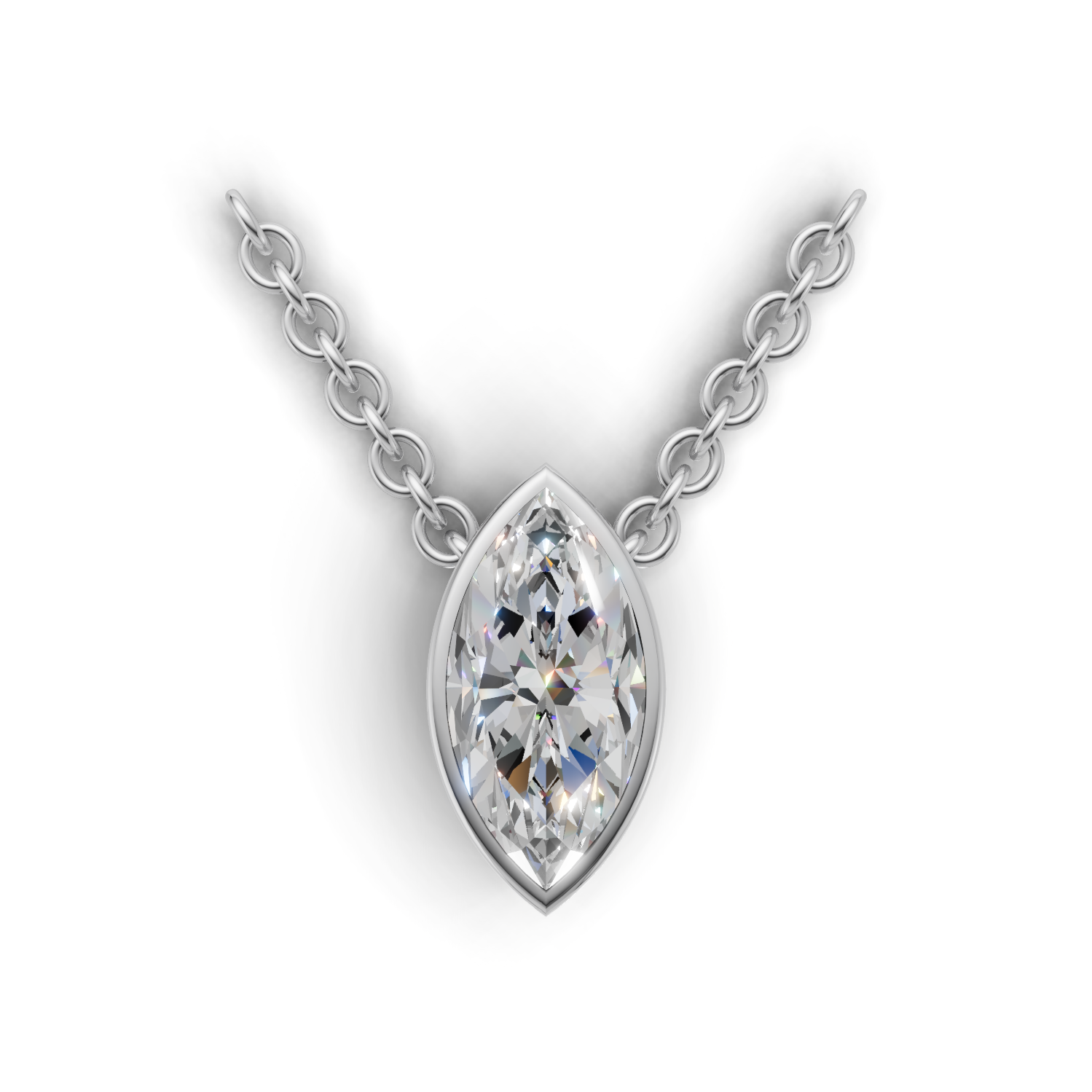 Pendant Marquise Bezel 18k White Gold 2ct