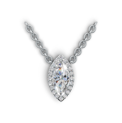 Pendant Marquise Halo K14 White Gold 1ct