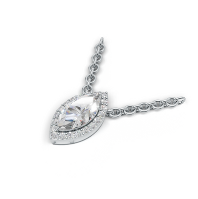 Pendant Marquise Halo K14 White Gold 1ct