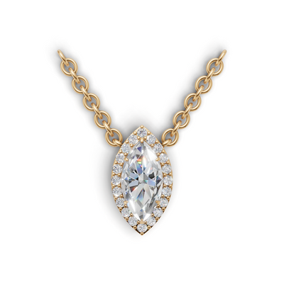 Pendant Marquise Halo K14 Yellow Gold 1ct
