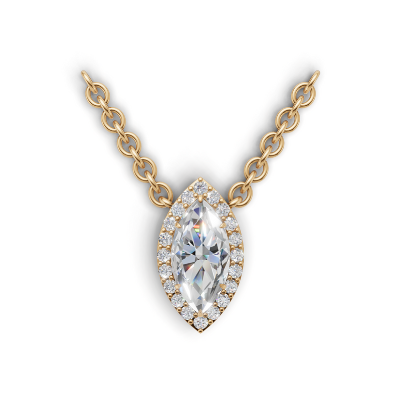 Marquise Lab Grown Diamond Halo Pendant