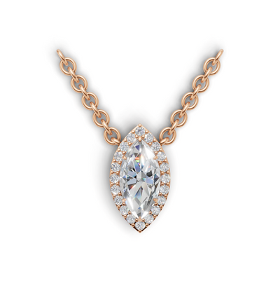 Pendant Marquise Halo K18 Pink Gold 1ct