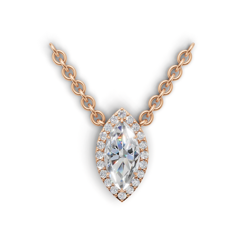Marquise Lab Grown Diamond Halo Pendant