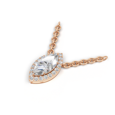 Pendant Marquise Halo K18 Pink Gold 1ct