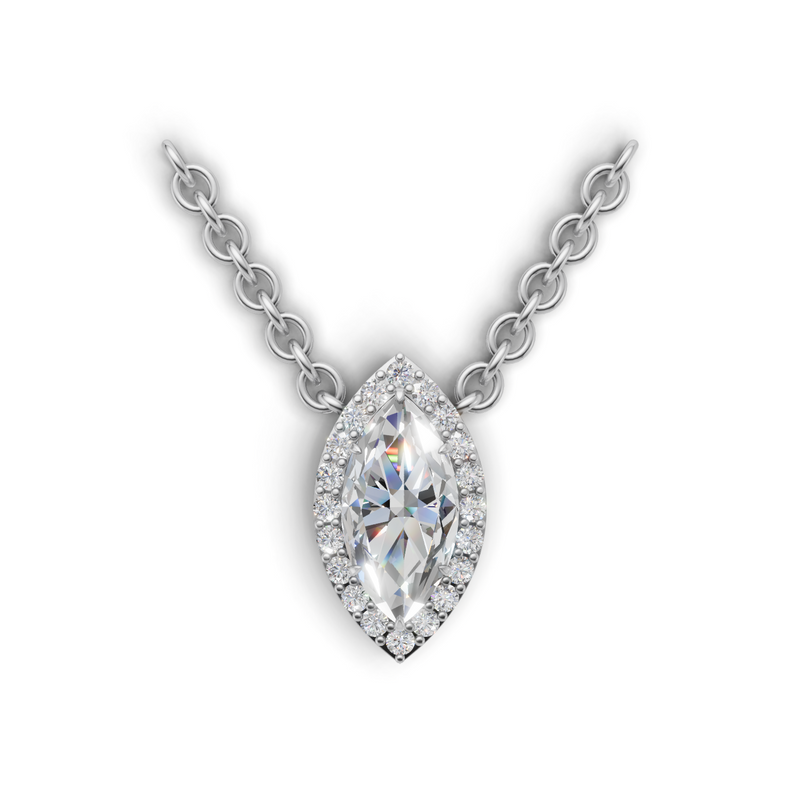 Marquise Lab Grown Diamond Halo Pendant
