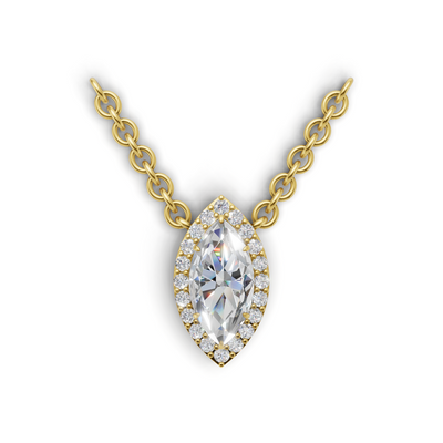Pendant Marquise Halo 18k Yellow Gold 1ct