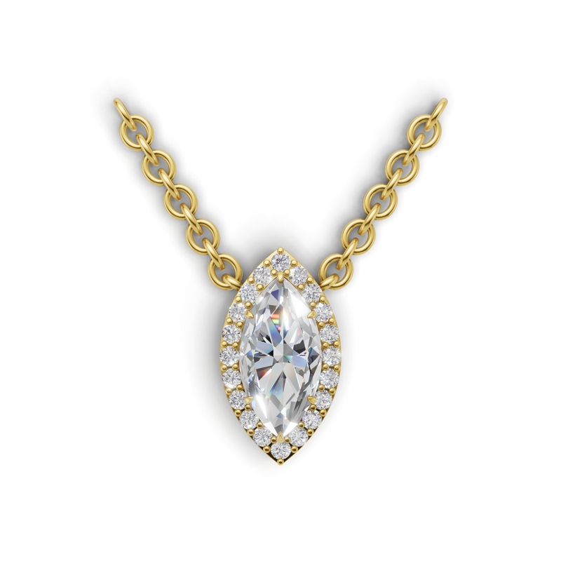 Marquise Lab Grown Diamond Halo Pendant