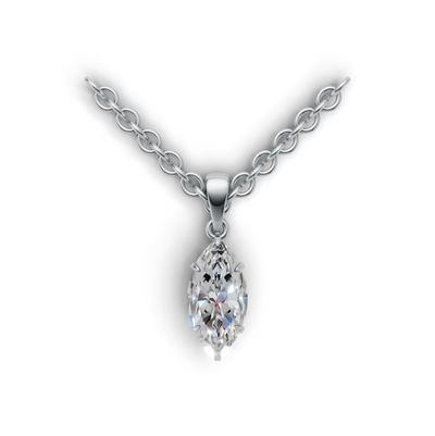 Pendant Marquise Solitaire K14 White Gold 1ct