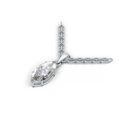 Pendant Marquise Solitaire K14 White Gold 1ct