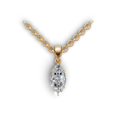Pendant Marquise Solitaire K14 Yellow Gold 1ct