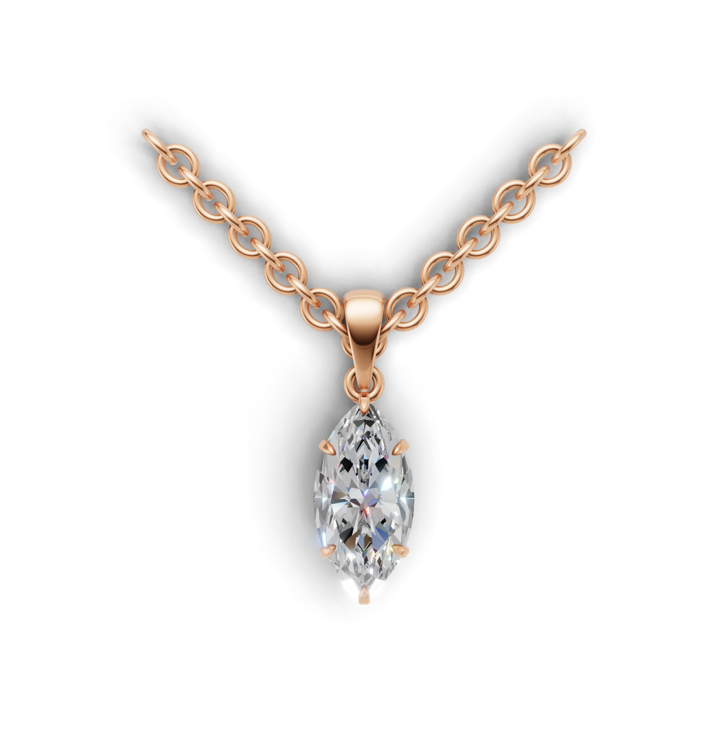 Pendant Marquise Solitaire K18 Pink Gold 1ct