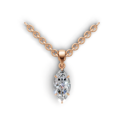 Pendant Marquise Solitaire K18 Pink Gold 1ct