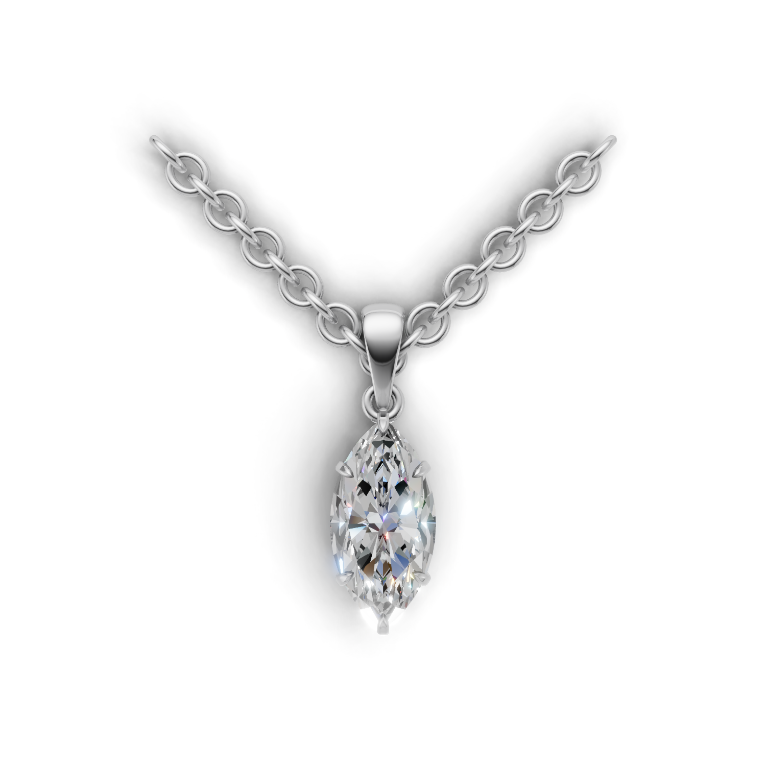 Pendant Marquise Solitaire 18k White Gold 1ct