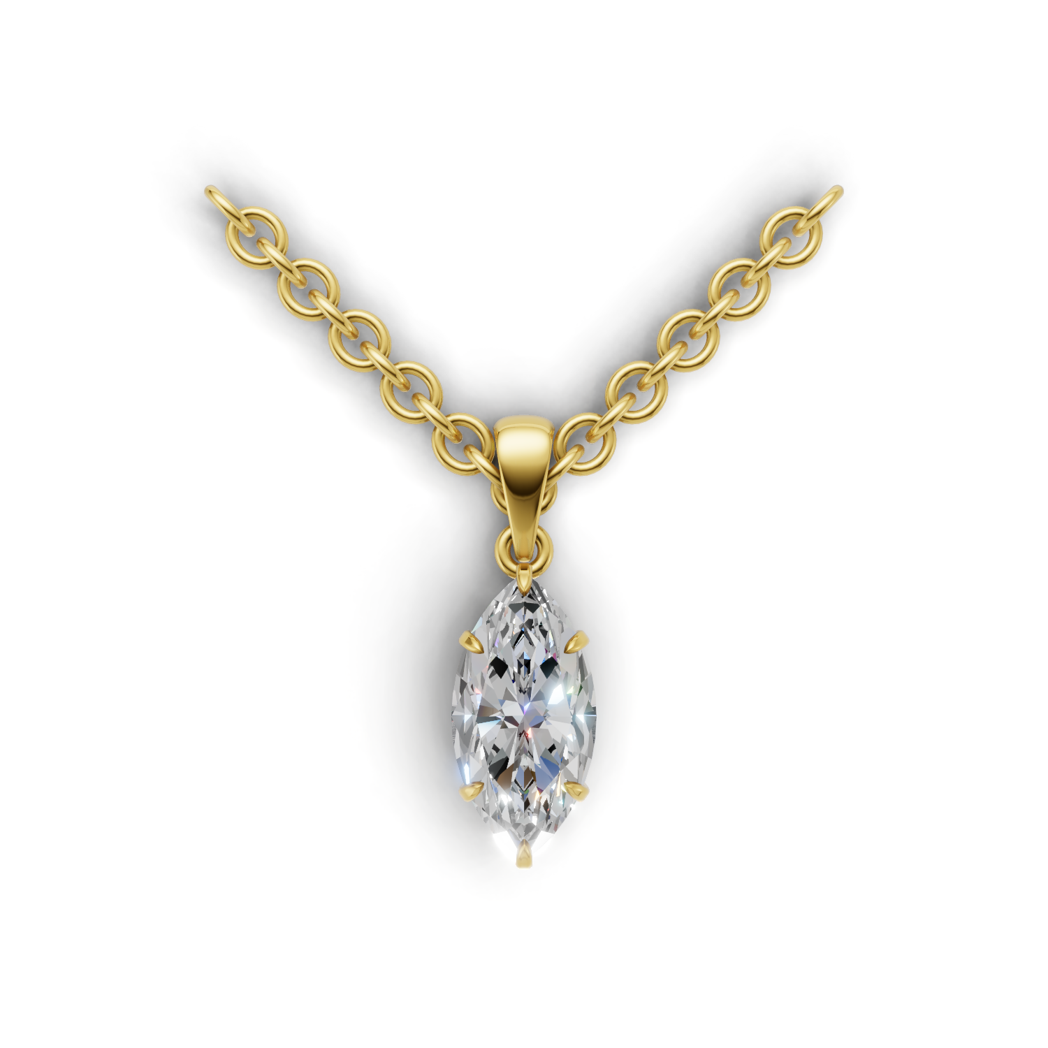 Pendant Marquise Solitaire 18k Yellow Gold 1ct